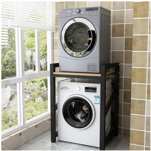 Washer Dryer Stack Stand Stacking Kit with Shelf, Over Washer Storage Rack Unit for Front Loader Washing Machines and Tumble Dryers,2
