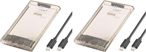 Ewent Boîtier SSD/HDD USB-C (USB 3.2 Gen1) SuperSpeed 5 Gbps – Boîtier externe pour Disque Dur 2,5″ SATA jusqu’à 9,5 mm, Support UASP, Boîtier transparent, Installation sans vis,Compatible Windows/Mac
