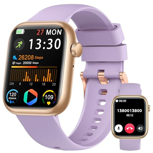 Smartwatch Damen Herren, 1.83 HD Fitness Tracker mit Schrittzähler/Blutdruckmessung/Pulsuhren/Telefonfunktion, Schlaftracker, 120+ Sportmodi, IP68 Wasserdicht Fitnessuhr&Sportuhr für Iphone Android