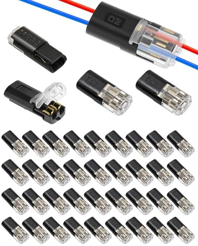JIPUKE 40 Pcs Waterproof Automotive Wire Connectors 2-Pin, Cable Connectors, Quick 12V Automotive Wire Crimp Connectors for 18-22 AWG Wires, Plug-in Cable Terminals for Cars and Trucks