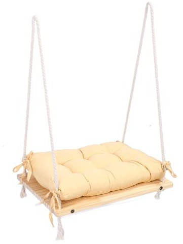 Generic Wooden Cat Hammock Window Perch Durable Pine Wood Hanging Bed for Cats Indoor Use with Cushion