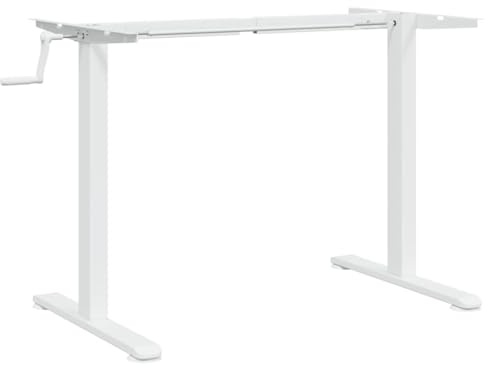 Mhdvray Tischgestell für Sitz-Steh-Schreibtische Höhenverstellbar Weiß - Manuell verstellbares Schreibtischgestell aus Stahl (94-135) x 60 x (70-114) cm, ohne Tischplatte