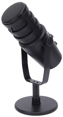 Taidda Microfono Dinamico Cardioide Professionale XLR USB con Supporto in Metallo e Manopola di Controllo per la Registrazione Dal Vivo di Giochi Karaoke
