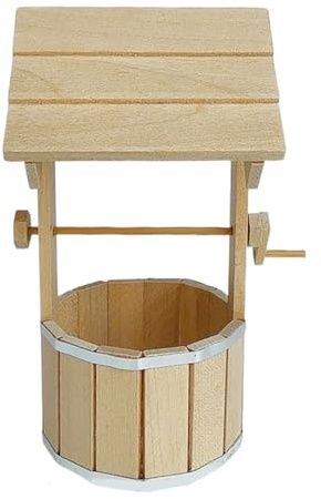 Figurine modèle de puits en bois avec pompes à main opérationnelles pour les détails des maisons de poupées, aménagement paysager du jardin 1 / 12, décors de scène de jardin, puits miniature pour de