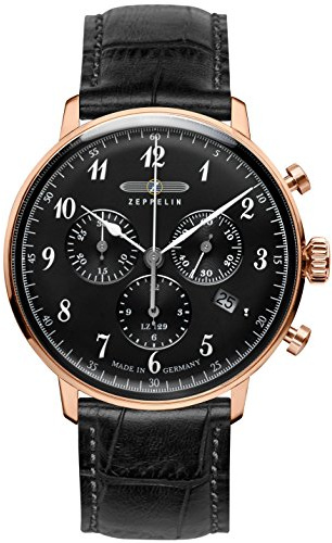 Zeppelin Unisex Chronograph Quarz Uhr mit Leder Armband 7084-2
