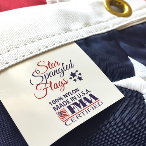 Amerikanische Flagge für den Außenbereich, 100% in den USA hergestellt, aus hochwertigem, strapazierfähigem Nylon, mit gestickten Sternen, genähten Streifen, vierfach vernähtem Saumende, 61 x 91 cm
