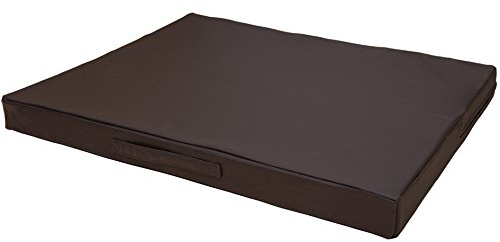 CopcoPet Hundematte Kunstleder Dunkelbraun 80 x 60 Hundekissen für kleine Hunde, Hundekissen Waschbar, Wasserabweisend, kühl hundematte, hundematratze, Outdoor hundebett 8cm dick