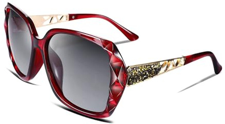 FEISEDY Sonnenbrille Damen Polarisiert Klassisch Groß Strass Rahmen B2289