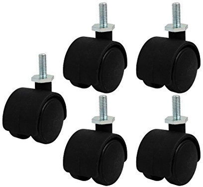 sourcing map 5 Stück 1.2-Zoll Nylonrad M6x1mm Möbelrolle ohne Bremse Transportrollen Lenkrollen