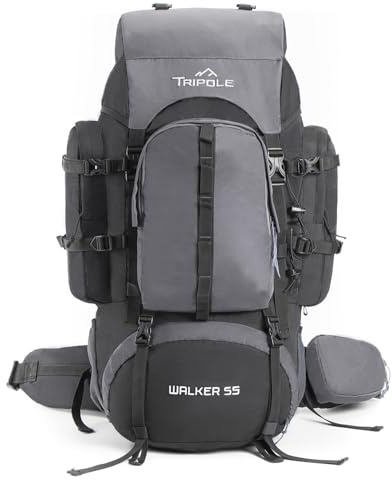 Tripole Walker Trekkingrucksack mit Innenrahmen & Laptopfach – Wanderrucksack Herren Damen, Regenschutz, 17 Zoll Fach, Rucksack Wasserdicht für Reise & Camping
