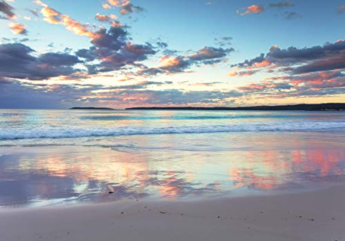 wandmotiv24 Fototapete Morgendämmerung Meer Australien, XXL 400 x 280 cm - 8 Teile, Wanddeko, Wandbild, Wandtapete, Sonnenaufgang Wasser Strand Hyams M4874