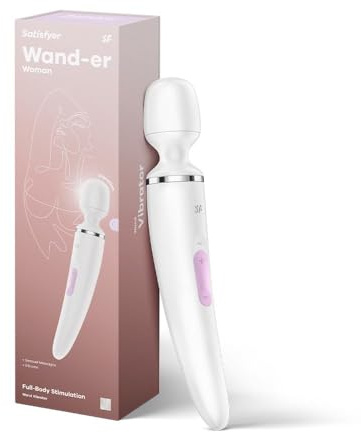Satisfyer Wand-er Woman Massagestab mit 50 Vibrations-Modi | Farbe Weiß | Sex-Spielzeug stark & leise | Elektronische Körpermassage für Frauen & Männer | Kleiner Ganzkörper Vibrator | Erotik