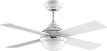 Ovlaim Ventilatore da Soffitto da 122 cm con Led Luce (3 colori) e Telecomando (6 velocità), motore DC a silenzioso e risparmio energetico, adatto per l'estate e l'inverno - Bianco