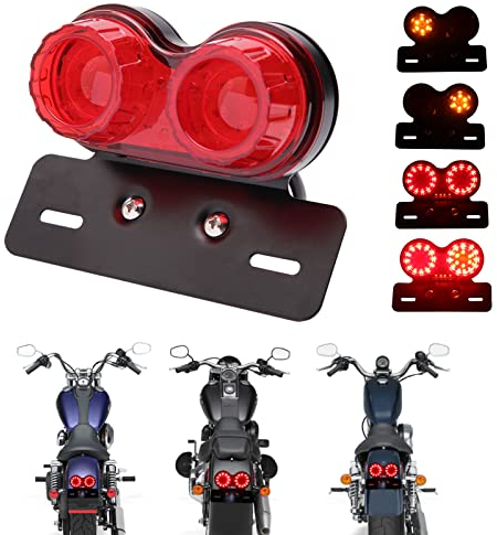 DREAMIZER Universale 40 LED Doppio Motociclo Fanale Posteriore Luce del Freno, Indicatori di Direzione Lampada da Corsa con Staffa Targa per Chopper Cruiser Custom Street Bike Dirt Bike (Rosso)