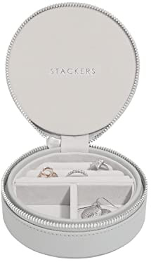 Stackers Schmuckkästchen, rund, Kieselgrau, für Reisen