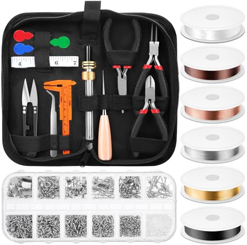 Thrilez Jewelry Making Tools Set With Craft Ring Wire, Pliers, Supplies for Bracelets, Earrings, DIY Handmade & Repair
