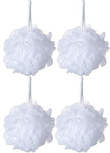 4 Exfoliating Bath Wash Ruffles - for Bathtub and Shower, Skin Scrubbing and Body Exfoliating Ball Loofah Sponges Easiest and Most Effective Way to Exfoliate