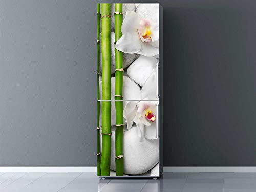 Oedim Stickers Autocollants Vinyle adhésif Muraux Frigo Motif Divers Branche Bambou Pierre Blanches Fleurs Lotus Zen SPA 200 x 60 cm | Déco Meuble et réfrigérateur Cuisine Etiquette Décorative | …