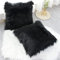 OYIMUA Set di 2 federe decorative morbide in pelliccia di agnello sintetico a pelo lungo, per divano (nero, 40 x 40 cm)