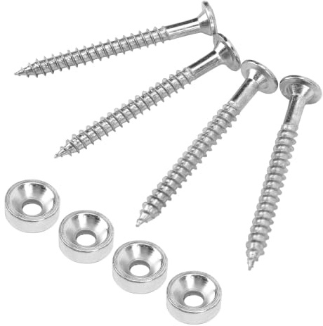4 Sets Gitarrenhalsgelenk Buchsen Set Basshals Befestigungsschrauben Metall Ferrule Bolt Zubehör für E-Gitarre und Bass(Silber-)