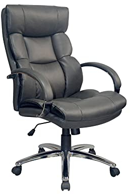 byLIVING Chefsessel Paul-XXL/bis 150 kg belastbar/Federkern-Sitz/Gestell Metall verchromt/Armlehnen gepolstert/Bezug Kunstleder dunkelgrau/Absatz schwarz/B 64, H 108-118, T 72 cm