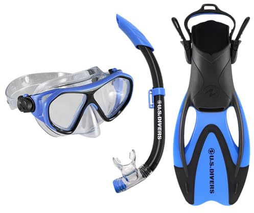 US Divers |Schnorchelset Dorado für Kinder ab 6+ | Maske, Schnorchel und Flossen II JR Blue Black, L