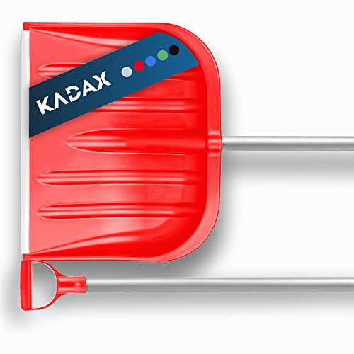 Pala da neve di Kadax con manico ergonomico, larghezza delle foglie: 49 cm, foglia di plastica, cambio della neve, pupazzi di neve, stabili (stelo in alluminio, rosso)