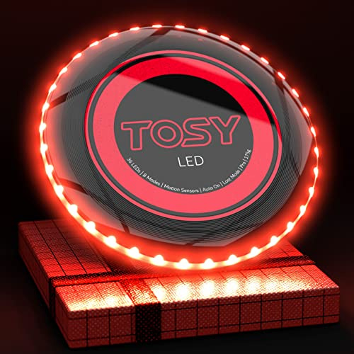TOSY Disque Volant 36 LED, Lumineux, Modes Intelligents, Auto on/Off, Rechargeable, Anniversaire, Cadeau de Noël pour Hommes/Garçons/Adolescents/Enfants, Frisbee 175g
