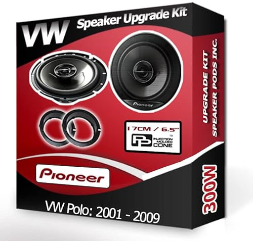 Polo Speaker upgrade Front Door Pioneer car speakers 6.5 17cm + Rings 300W