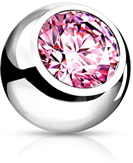 2 x balls, 1.2 or 1.6 mm thread, silver with crystal, 316L surgical steel, choice of colours and sizes, replacement ball piercing ball, Gewinde: 1,6 mm | Durchmesser: 4 mm, Alloy Steel