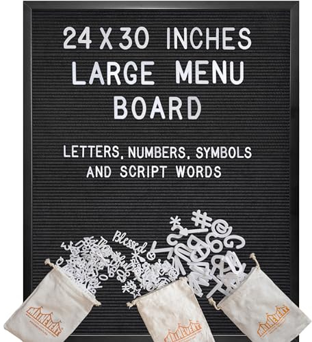 Black Large Letter Board 24x30 Inch, Big Felt Menu Board, Large Felt Letter Board, Menu Board, Message Board, Black Sign Display