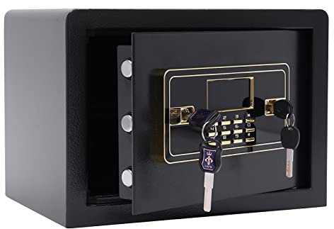 22L Safe Tresor mit Feuerfest Wasserdicht Geldtasche, Elektronischer Safe mit Zifferntastatur, Digitaler Möbeltresor mit LEDLicht Heimtresor für Geld Schmuck Dokumente