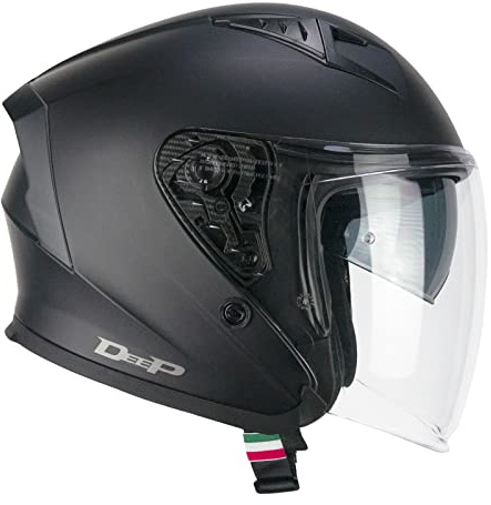 CGM Casco open face, 127A DEEP MONO Nero opaco, L (59cm)