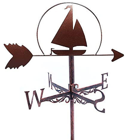 EICOFF Veleta de Viento Decorativa, Veleta de velero Veleta de Metal Indicador de dirección del Viento con Revestimiento antioxidante Veleta de velero al Aire Libre para decoración de jardín de gra