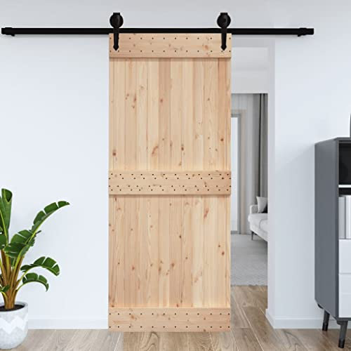 Higsose HIGSOSE Porte 95x210 cm Bois Massif de Pin Porte de Grange Meuble Porte Coulissante Porte Interieur Bois Panneau Suspendu en Bois Porte Bois Porte Coulissante Bois Porte Coulissante sur Rail
