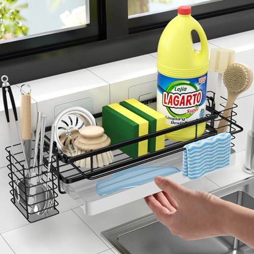 GBLAVM Porte Éponge Évier pour Cuisine et Baguettes - Support en Acier au Carbone - Rangement pour Évier