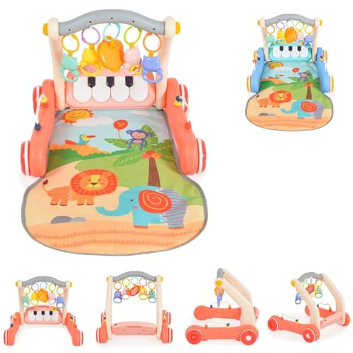 Moni Lauflernwagen 2 in 1 Piano HE0637 Krabbeldecke, Spielbogen, Activitycenter rosa