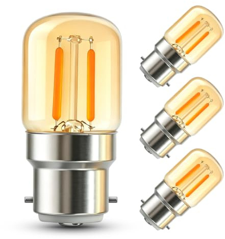 EASYIVY B22 Pygmy Bayonet LED Light Bulbs, 2W Bayonet Cap BC LED Night Light Bulb Pygmy Bulb Replacement 240V, 2700K Warm White Amber Sewing Machine/Appliance Lamps, 4-Pack