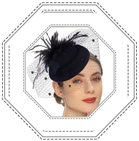 Jovono 20-tal blomfjäder pannband spets slöja fascinator hatt brud cocktail te party huvudbonad för kvinnor, Svart