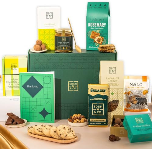 Vegan Hamper with Truffles & Hot Chocolate Set, Thank You Gift Hamper Her by EDEN & CO