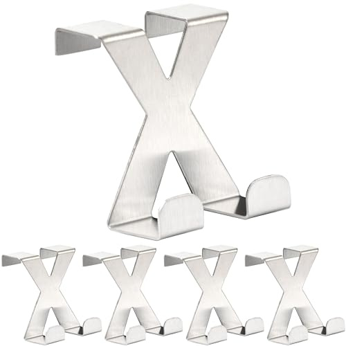 RICOO 5 x Türhaken zum Einhängen Edelstahl Haken Badezimmer MH031Sx5 Garderobenhaken Kleiderhaken Tür Garderobe Bademantel- & Handtuchhaken ohne Bohren Türgarderobe Türhänger Metallhaken Jackenhaken