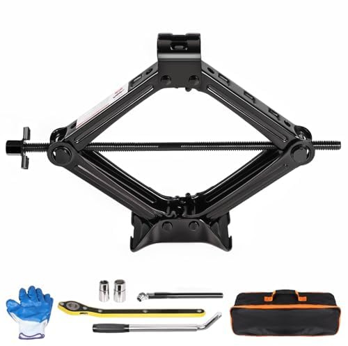 KROAK Scissor Jack Lift 2T, Car Jack Kit Tire Jack with Ratchet Wrenches & Telescopic Wrenches, Universal Emergency Kit 4409 lbs, Portable Tire Changing Kit for Vehicle/SUV/MPV