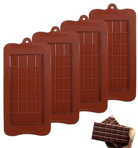 Moule Tablette Chocolat 4 Pièces Moule Chocolat Tablette Antiadhésif Chocolate Mold Réutilisable Moule Tablette Chocolat Profond pour Chocolat Maison Pralines