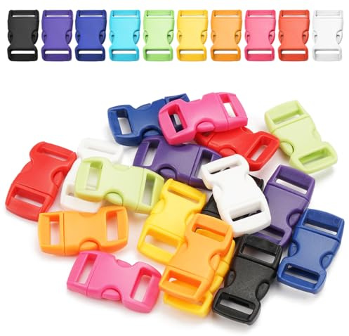 50 stycken plastspännen, snäppspänne 10 mm, färgspänne klickstängning, sidorelease snäpplås för rep, ryggsäcksremmar, hundhalsband, paraply rep armband, ersättningsspänne, flerfärgad, 10MM