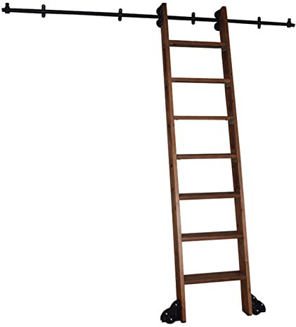 CuNtoHHH Rollbare Bibliotheksleiter-Hardware mit Bodenrollen 3,3-20 Fuß, Schiebeleiter-Bibliotheks-Komplettset, Hardware-Rollschiene + Verlängerungsschiene (Keine Leiter) (Größe: 6,6 Fuß/200 cm Schie