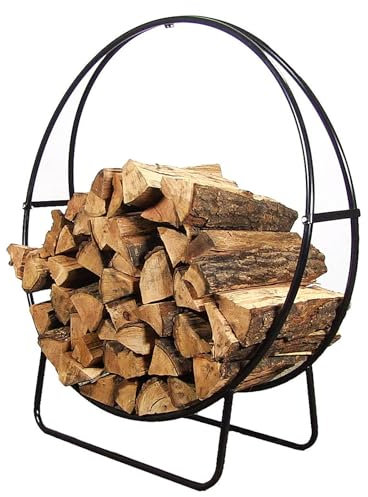 Naturalpowev Kaminholzregal Außen, Holzregal Innen für Brennholz, Kaminholzhalter Außen, Brennholzscheite Ständer Stapelhalter für Kamin Terrasse Deck, Schwarz,40in