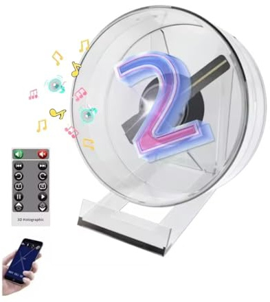 3D Hologramm Ventilator, Kleiner Schreibtisch 3D Hologramm Ventilator mit Fernbedienung, Video Werbeprojektor, Unterstützt APP Steuerung, für Weihnachten, Halloween, USB
