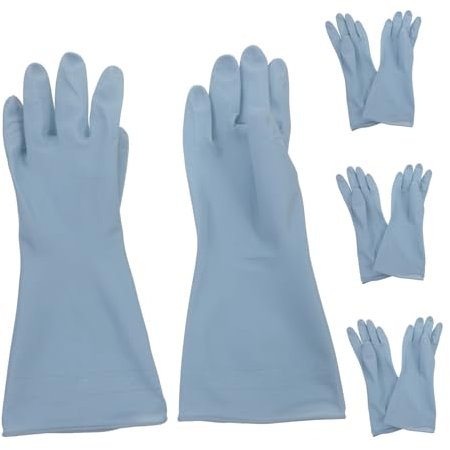 TOKIDNY Dishwashing Gloves Reusable Pvc Waterproof Rubber Cleaning Gloves for Women Thin Blue s Size Household Kitchen 4 Pairs