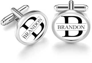 PiercingJak Manschettenknöpfe Herren Personalisiert A-Z Alphabet Buchstaben Name, 1 Paar Manschettenknöpfe mit Gravur Cufflinks für Männer Bräutigam Trauzeuge Hochzeit Business Party