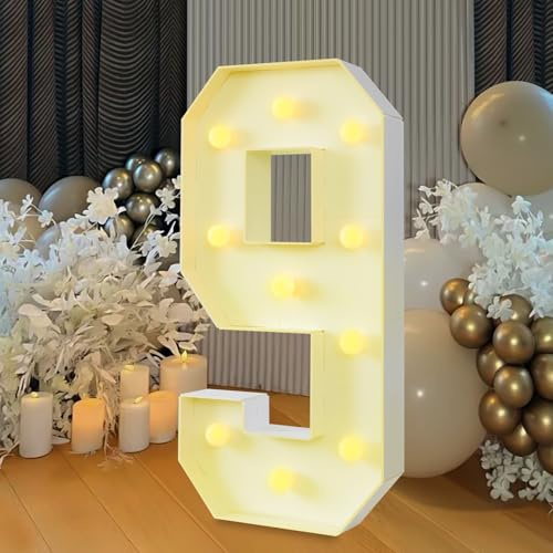 Riesige LED-Zahlen mit Leuchtfiguren, 2000-3000 K, Buchstaben für Abschlussfeier, Hochzeit, Geburtstagsfeier (9)